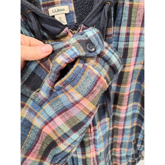 Vtg L.L.Bean XL Unisex Grunge Plaid Fleece-Lined Zip Hoodie Jacket Gorpcore - Picture 4 of 11